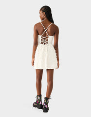 PLEATHER FLORAL MINI OFF WHITE