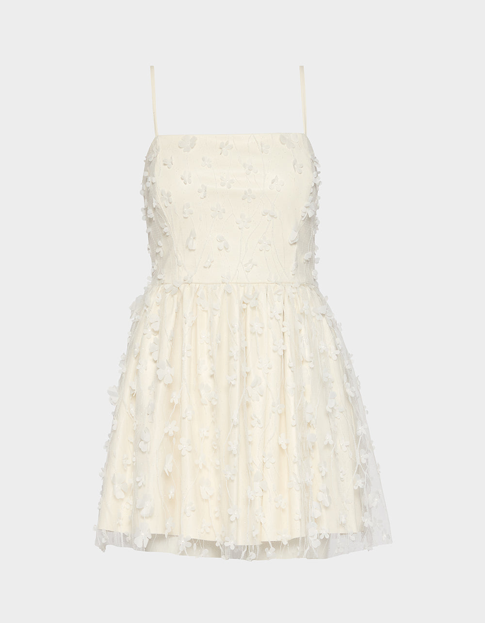 PLEATHER FLORAL MINI OFF WHITE