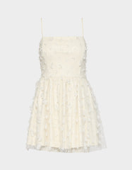 PLEATHER FLORAL MINI OFF WHITE