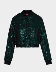 GLITTERATI BOMBER JACKET EMERALD GREEN