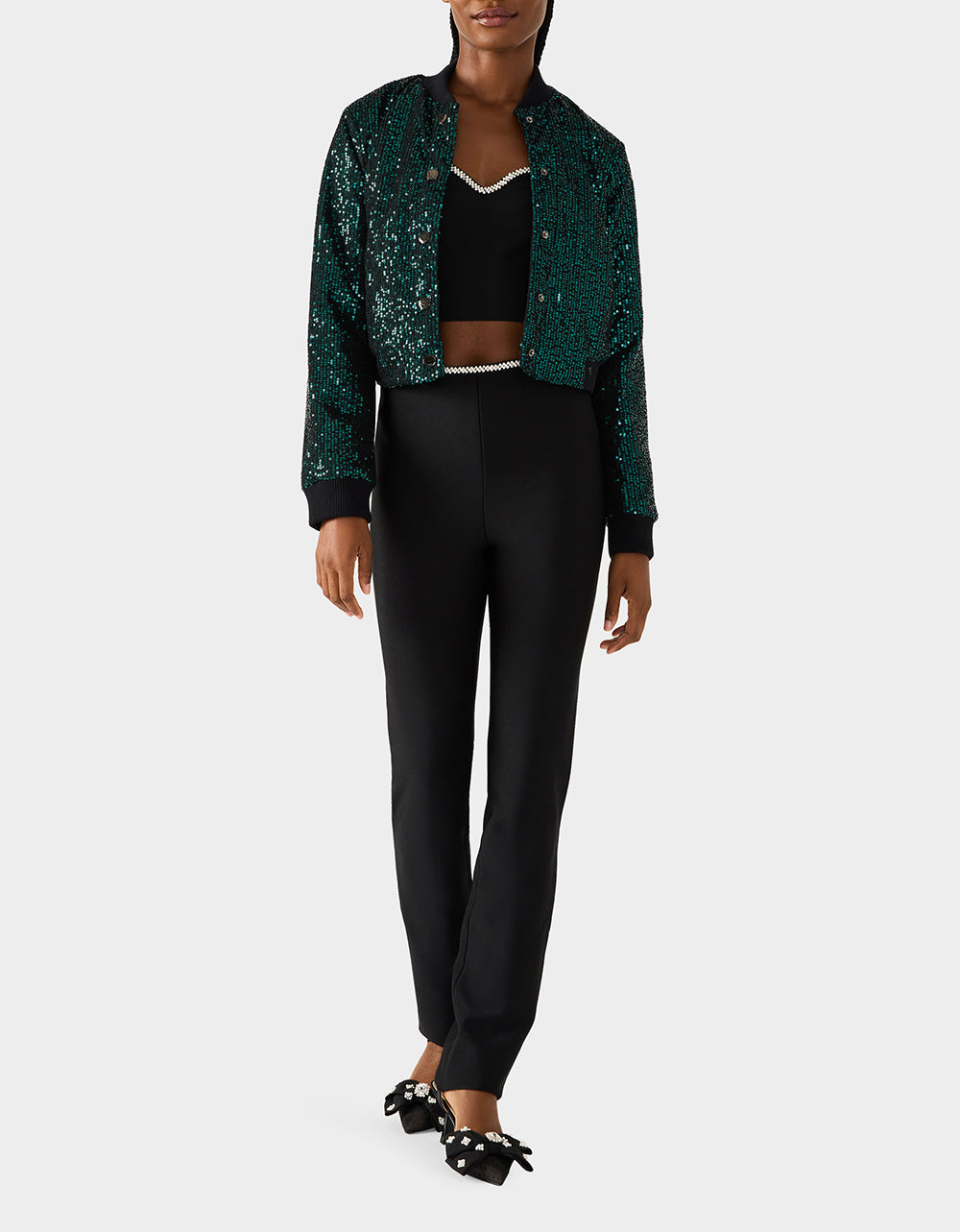 GLITTERATI BOMBER JACKET EMERALD GREEN