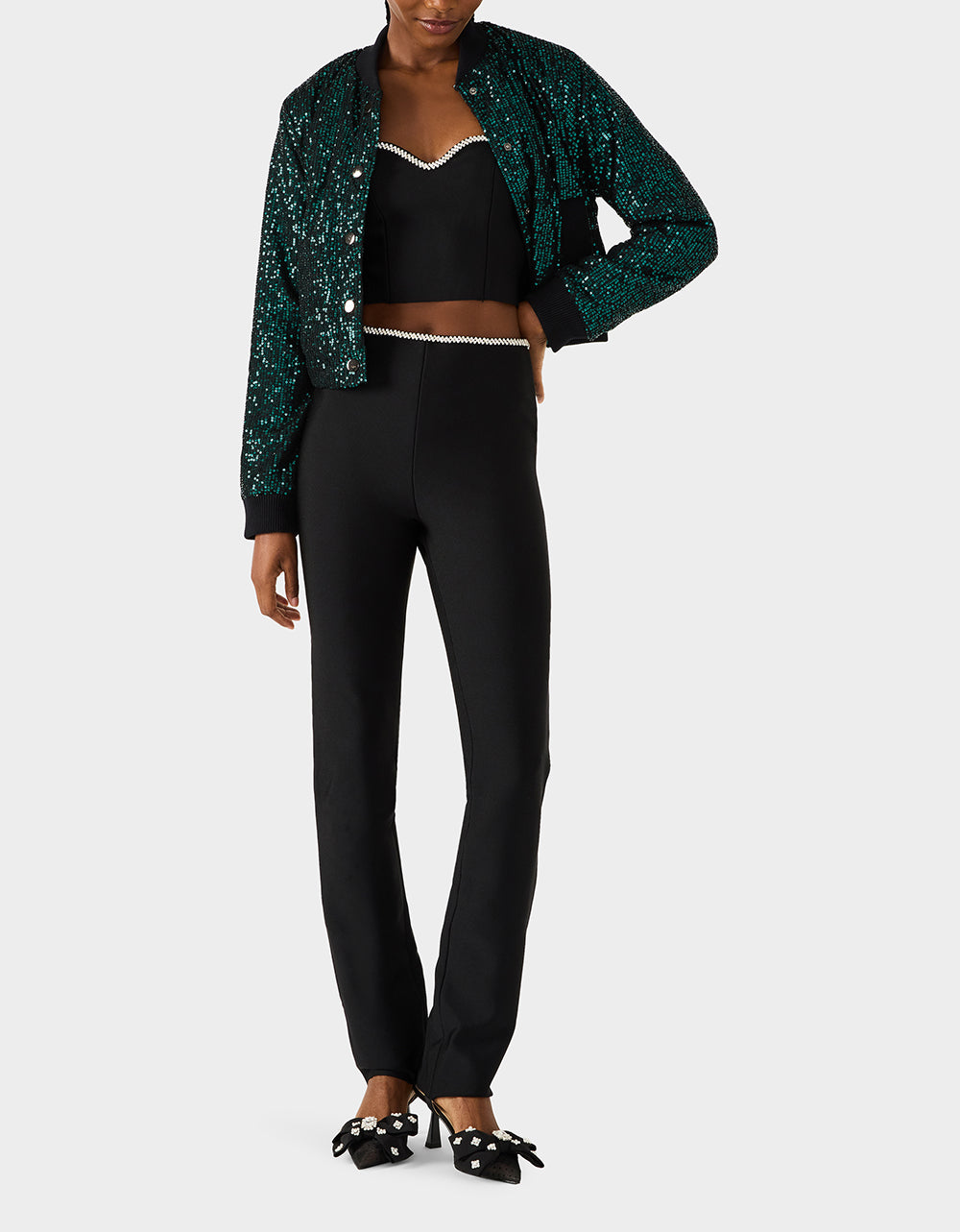 GLITTERATI BOMBER JACKET EMERALD GREEN