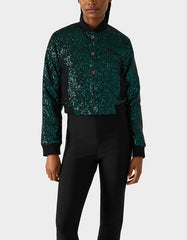 GLITTERATI BOMBER JACKET EMERALD GREEN