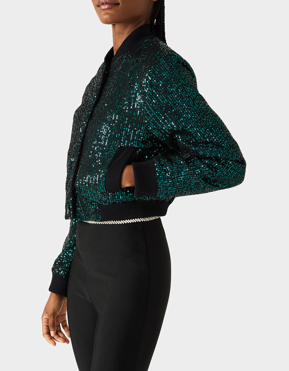 GLITTERATI BOMBER JACKET EMERALD GREEN