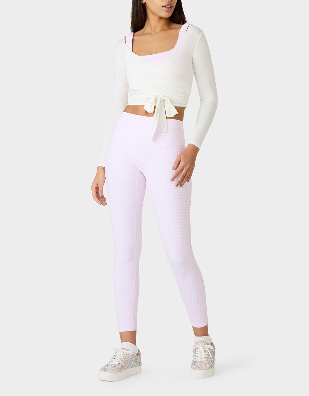 LONG SLEEVE V NECK WRAP TOP WHITE