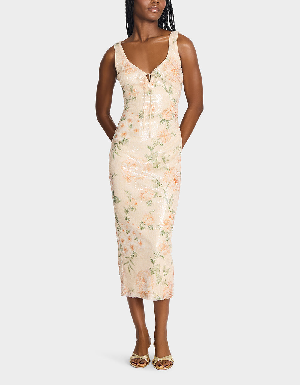 APRICOT HAZE DRESS BLURRY FLORAL