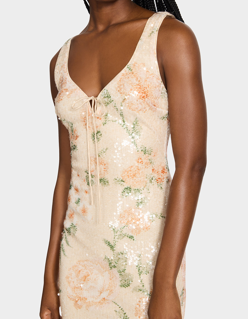 APRICOT HAZE DRESS BLURRY FLORAL