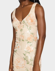 APRICOT HAZE DRESS BLURRY FLORAL