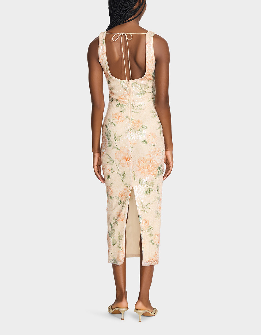 APRICOT HAZE DRESS BLURRY FLORAL