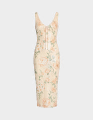 APRICOT HAZE DRESS BLURRY FLORAL