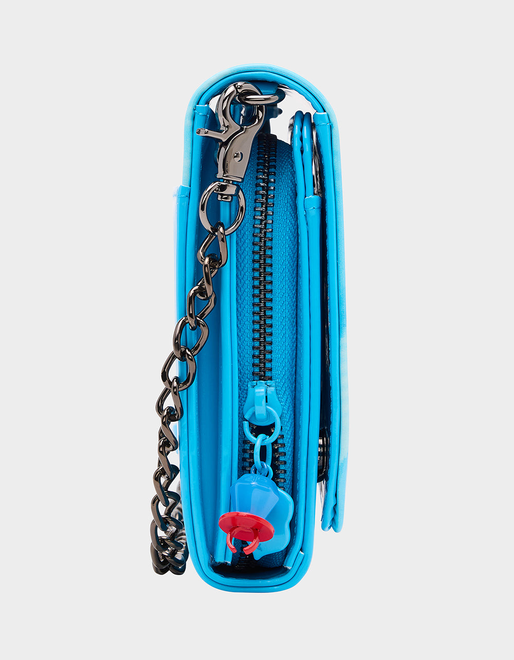 RING POP® PATENT WALLET ON CHAIN BLUE