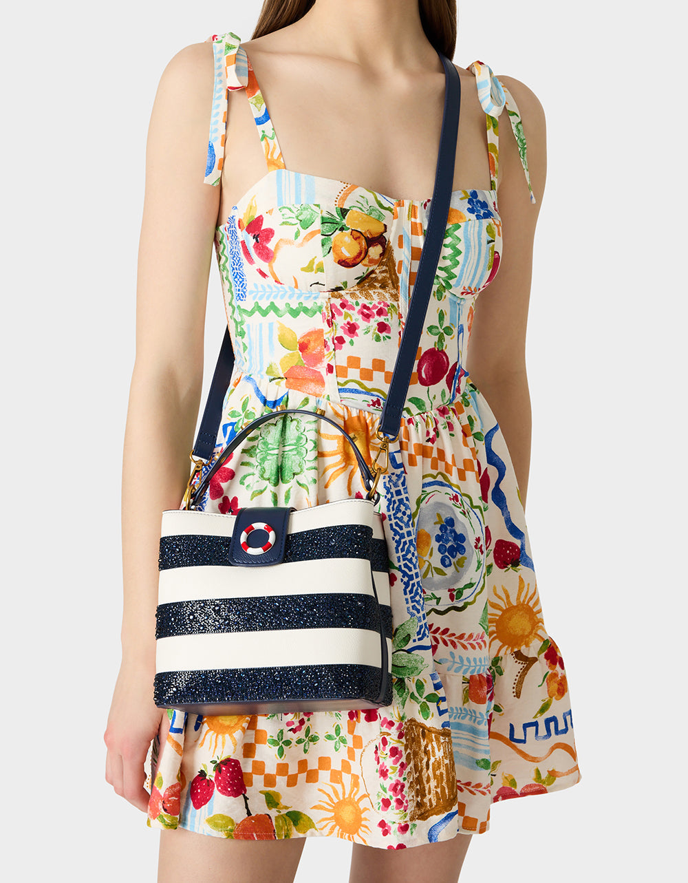 AHOY, GORGEOUS RHINESTONE STRIPE NAVY MULTI