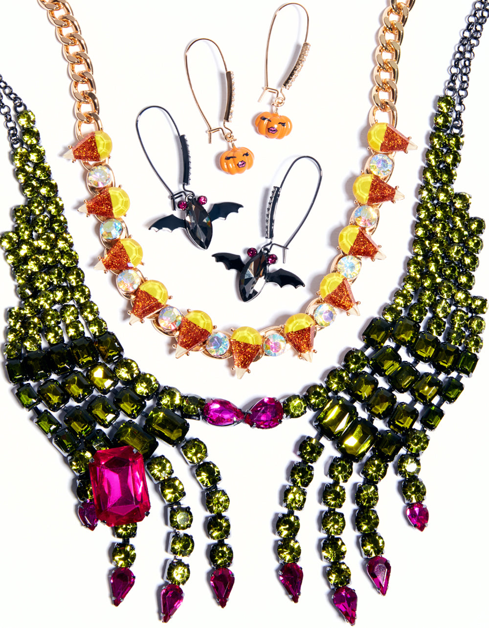 RICH WITCH CANDY CORN FRONTAL NECKLACE ORANGE
