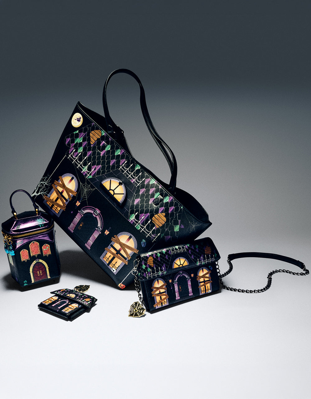 BOO & BREAKFAST WALLET ON CHAIN BLACK/MULTI