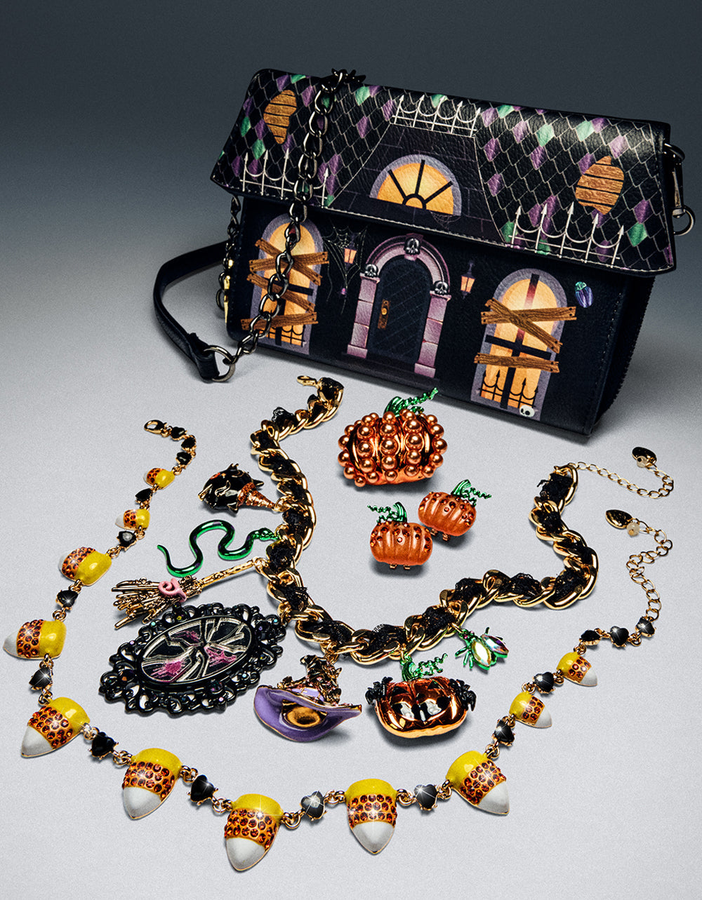 BOO & BREAKFAST WALLET ON CHAIN BLACK/MULTI